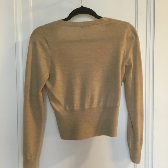 Women's Tan JCrew Cropped Merino Wool Cardigan - Picture 8 of 8